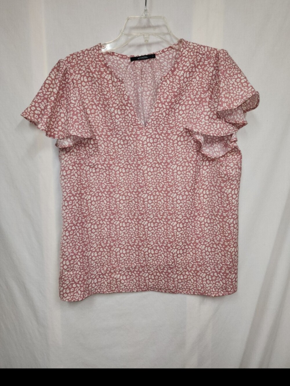 Aconiya womens size large dusty pink white print top